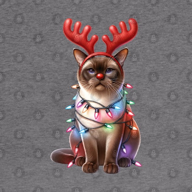 Christmas Red Nose Burmese Cat by Chromatic Fusion Studio